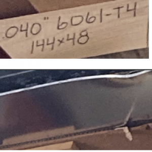 6061-T4  Aluminum .040″ x 48″ x 96″