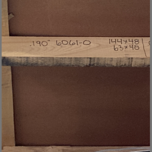 .190″ 6061-0 aluminum sheets, 63″ x 48″